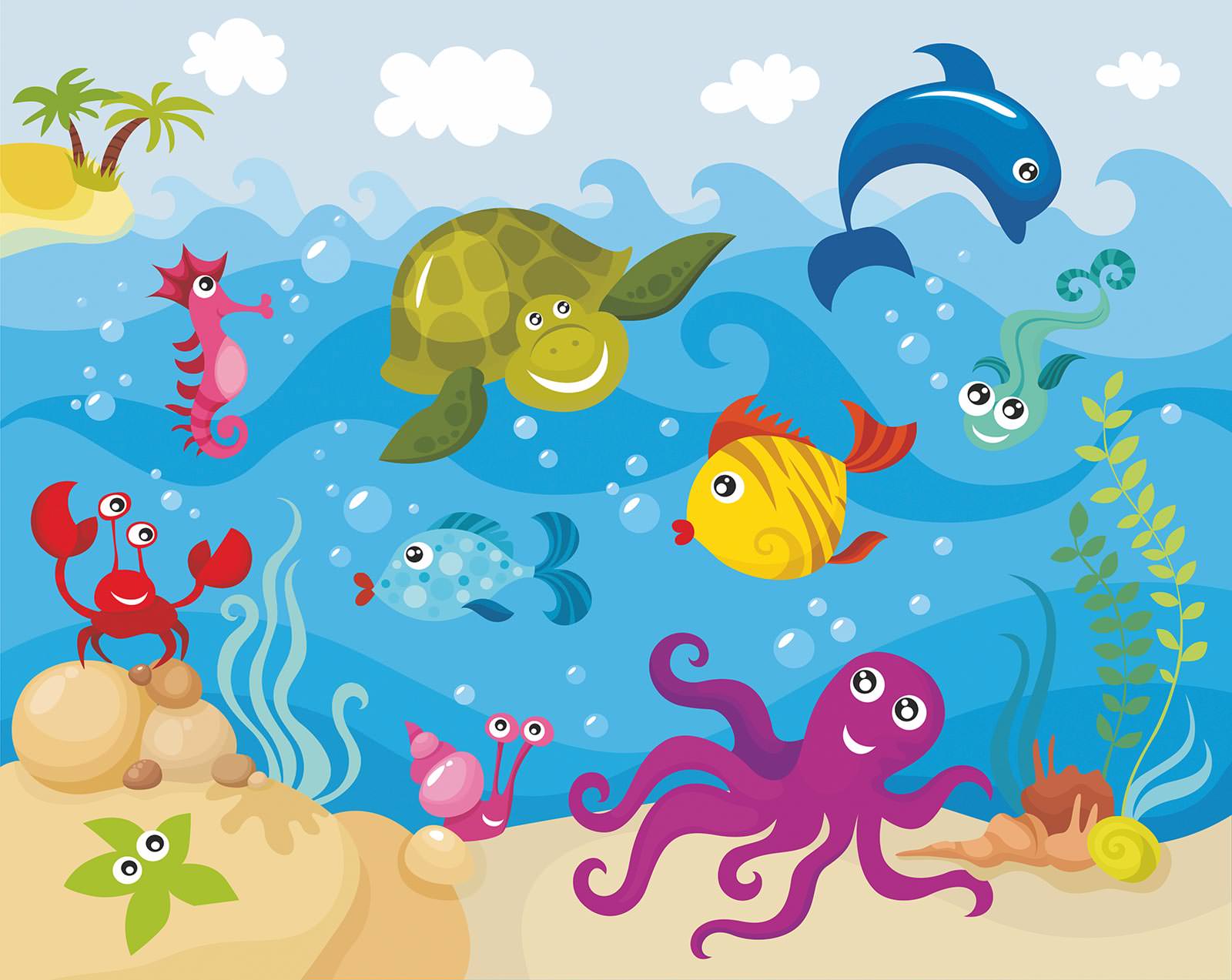 Нарисованный подводный мир в детской