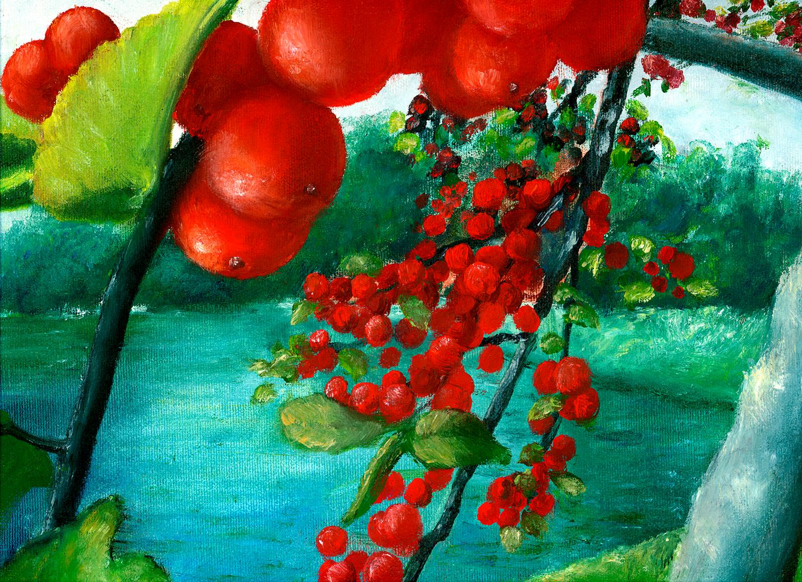 Artes ru. Ягода Paint. Что за сюжет картины на голове красные ягоды.