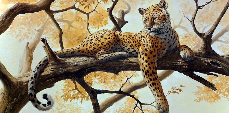 Фотообои Леопард на ветке | арт.18344