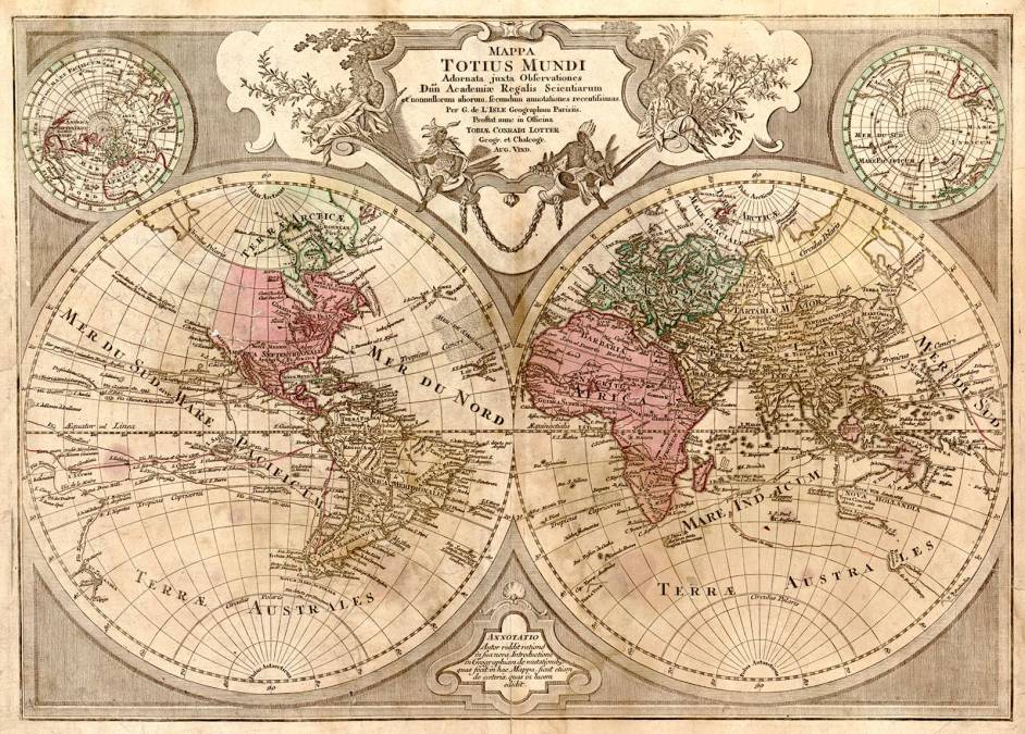 Фотообои Карта мира 1675-1726 | арт.1941