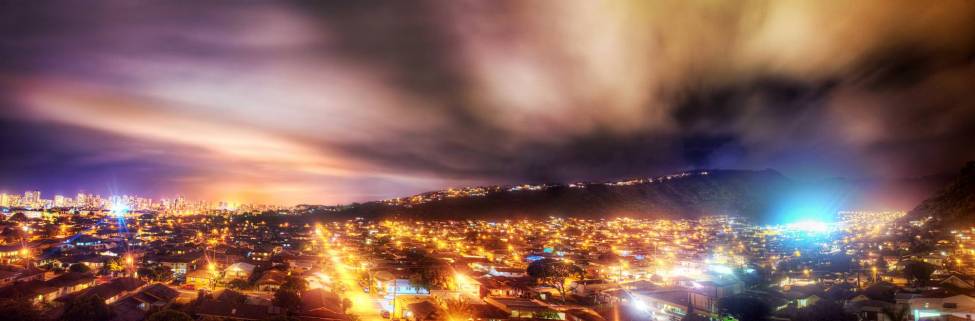 Фотообои Ночной город под светящимся небом | арт.2265