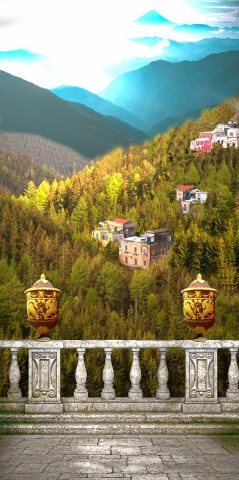 Фотообои Балкон с видом на город в горах | арт.26138