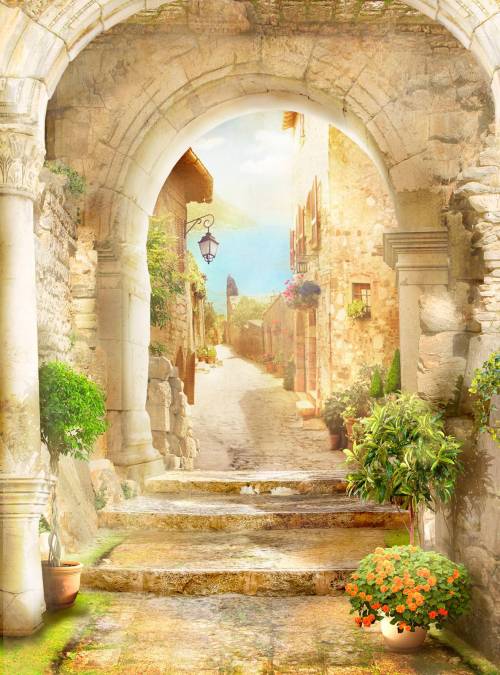Фотообои Лестница и арка в старом городке | арт.26173