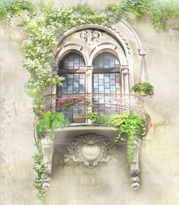 Фотообои Балкон, увитый цветами | арт.26182