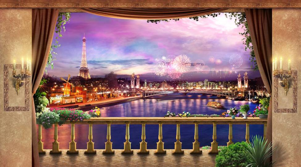 Фотообои Ночной Париж. Вид с балкона | арт.26284