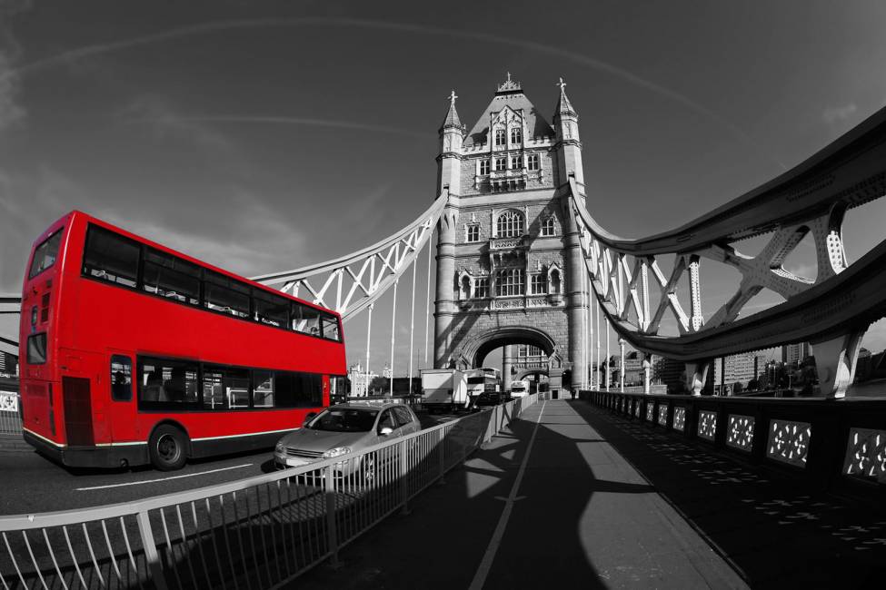 Фотообои Лондон. Автобус на мосту. | арт.11369