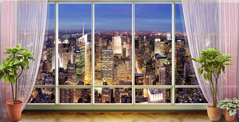 Фотообои Окно с видом на мегаполис | арт.11414