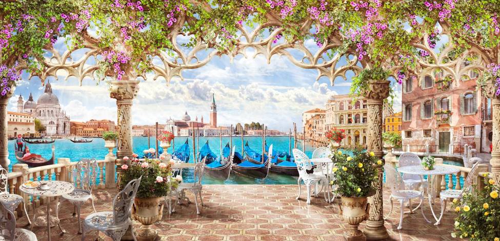 Фотообои Кафе с видом на Венецианский канал | арт.11433