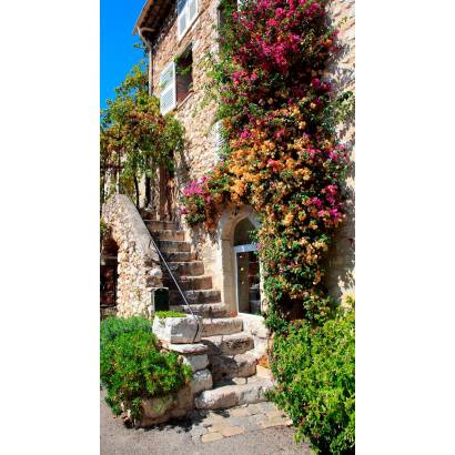Фотообои Дом из каменной кладки, обвитый цветами | арт.11165