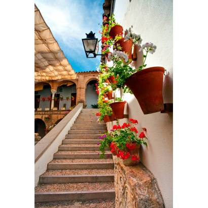 Фотообои Лестница, украшенная цветами | арт.11263