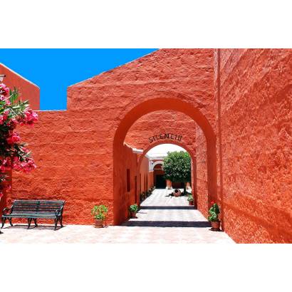 Фотообои Красные стены с арками | арт.11306